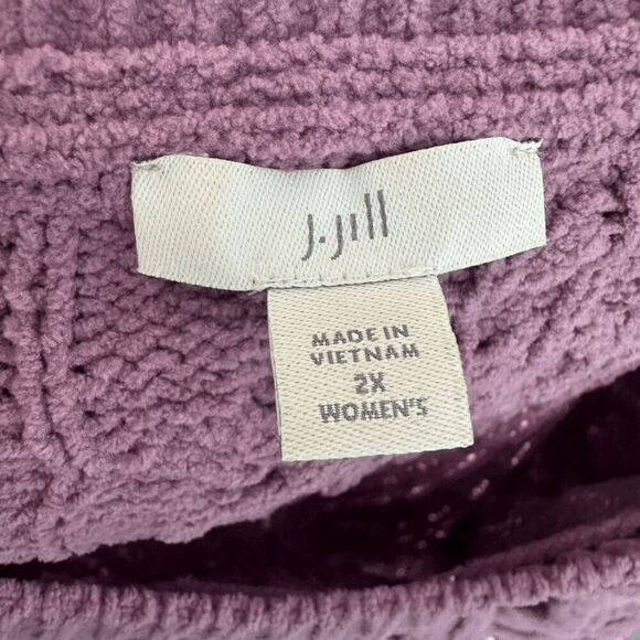 J. Jill Purple Cable Knit Sweater Tunic Soft Chenille Lagenlook Artsy Size 2X - Picture 9 of 9